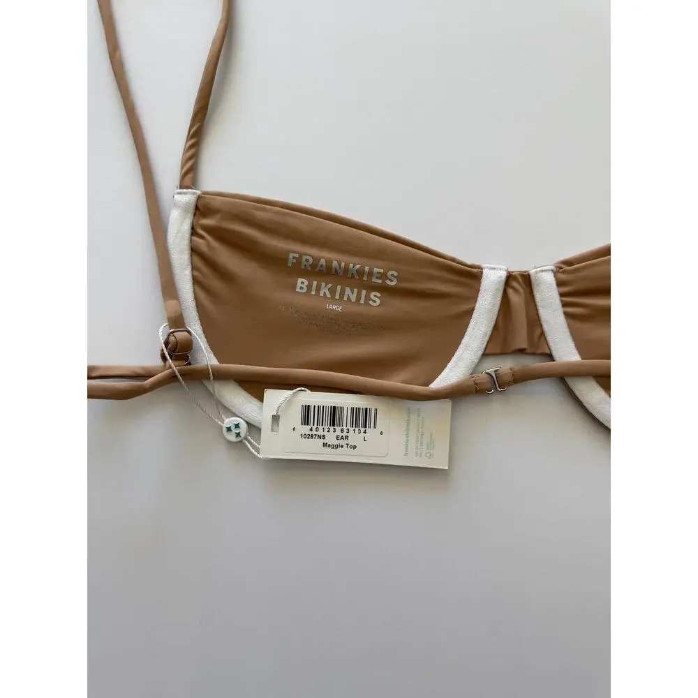 Frankies Bikinis Maggie Underwire Bikini Top - Earth Brown - Large - NWT